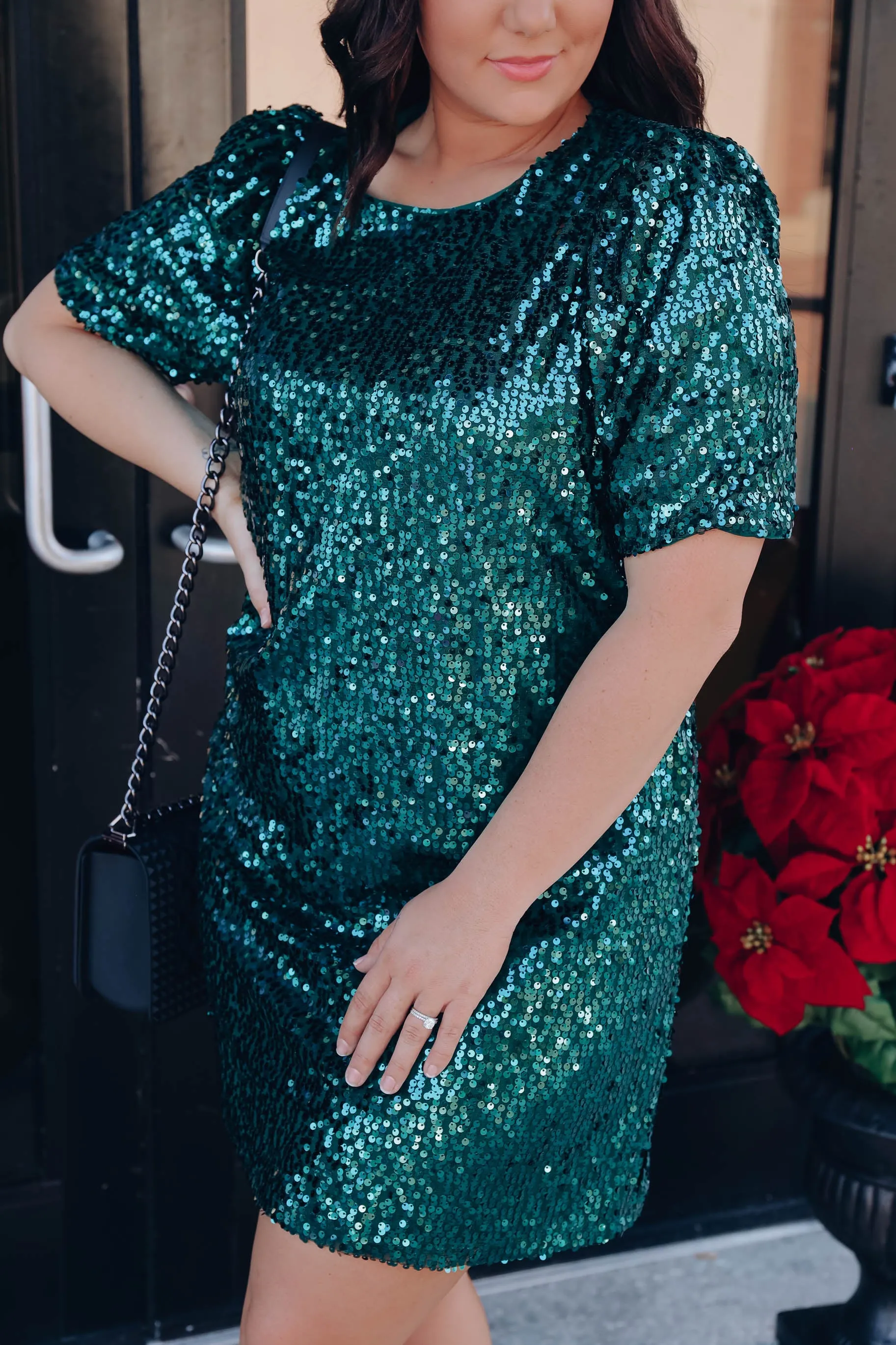 Imperial Sequin Mini Dress - Hunter Green