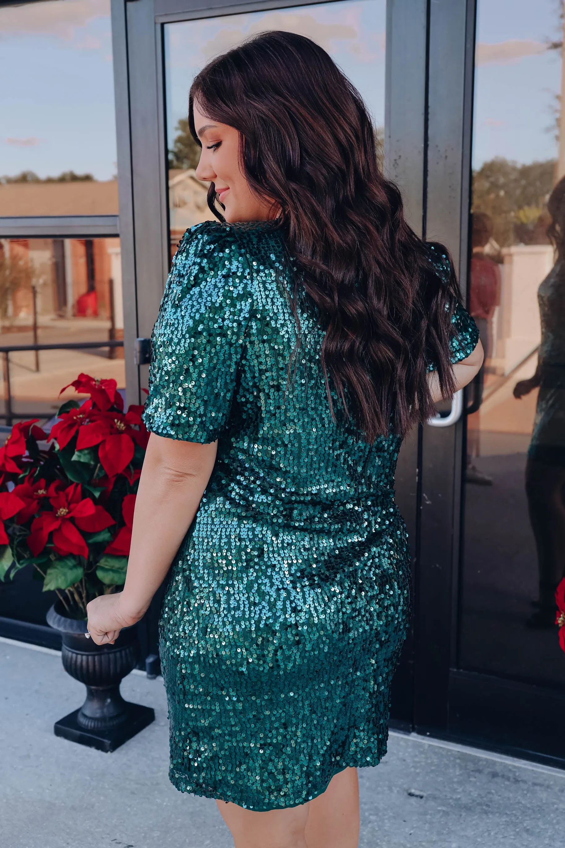 Imperial Sequin Mini Dress - Hunter Green