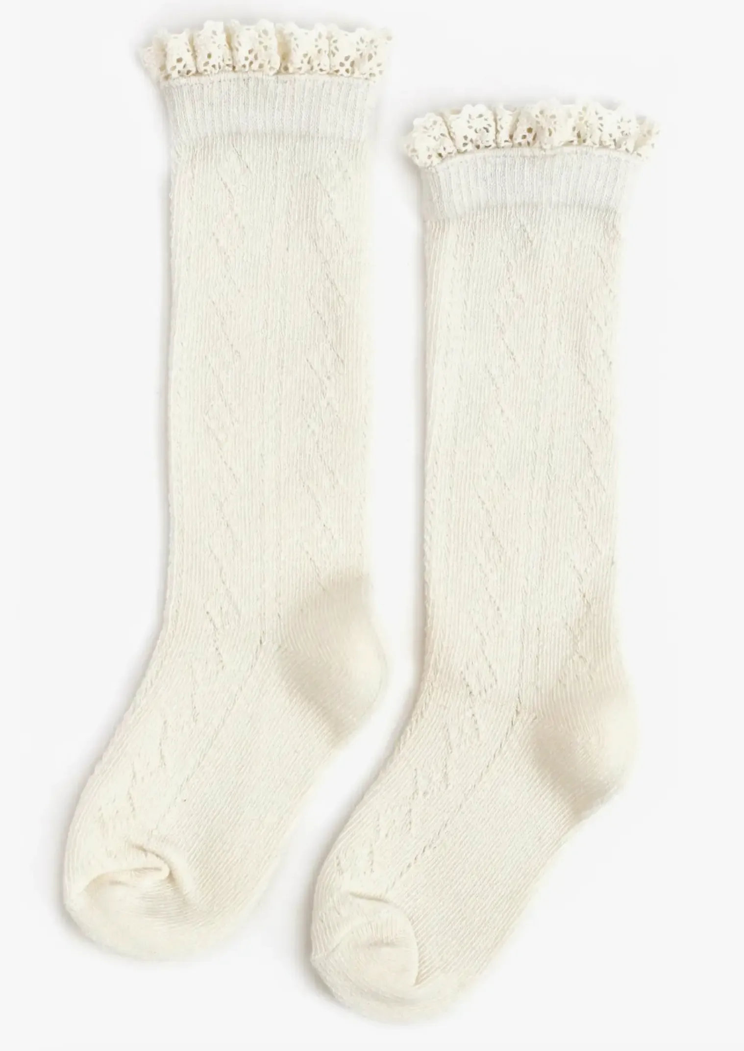 Ivory Fancy Lace Top Knee High