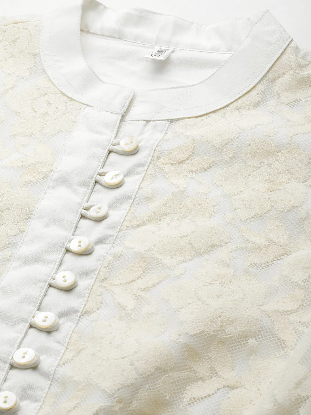 Jashvi Cream Net Tiered Dress