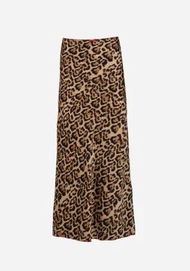 Leopard Print Satin Maxi Skirt
