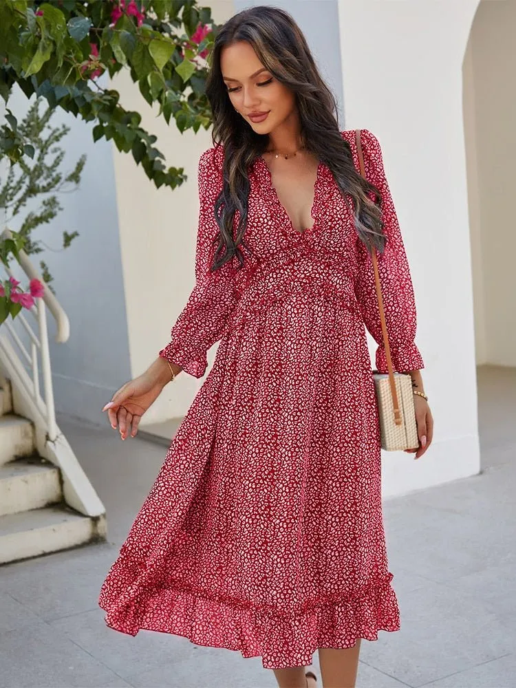 LOSSKY Lovely Chiffon Ruffle Dress
