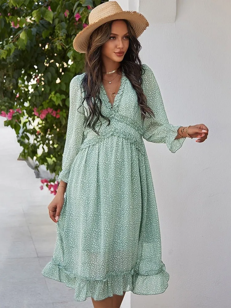 LOSSKY Lovely Chiffon Ruffle Dress
