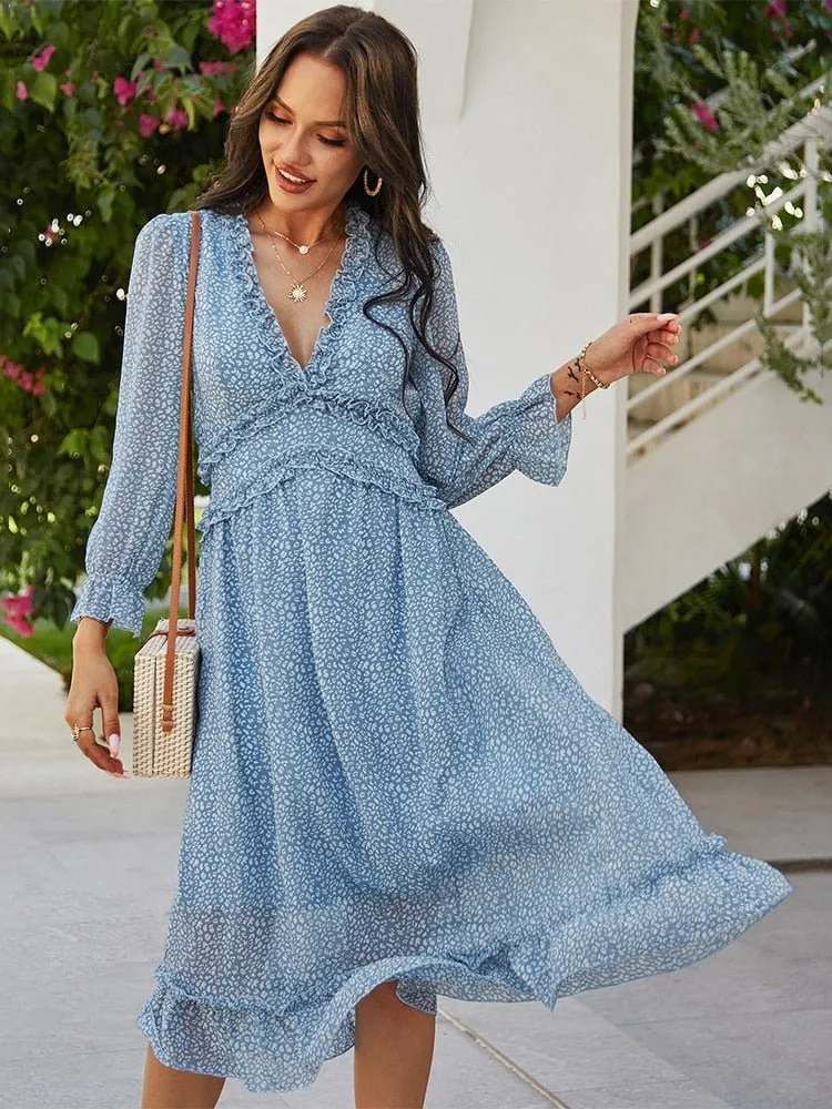 LOSSKY Lovely Chiffon Ruffle Dress