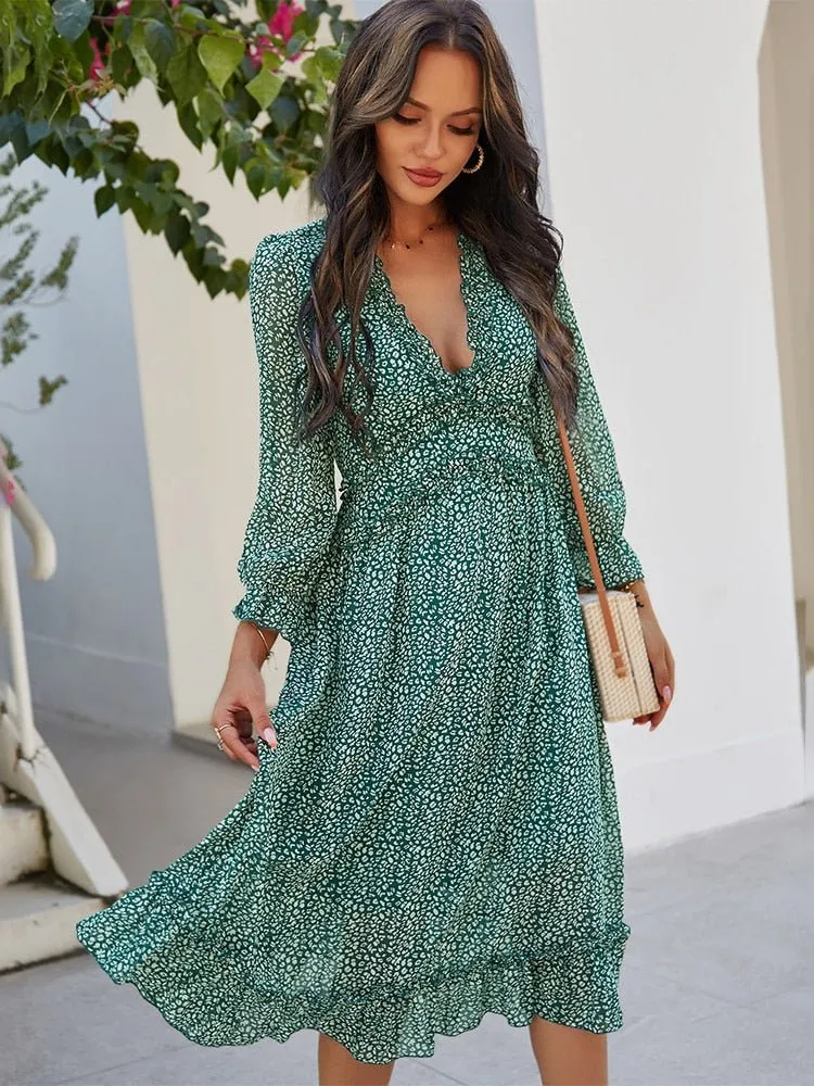 LOSSKY Lovely Chiffon Ruffle Dress