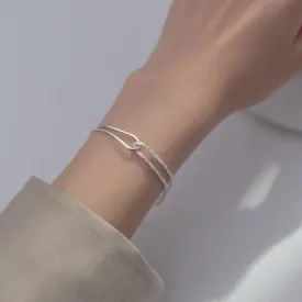 MAC089 Temperament And Personality Double-Layer Curved Tube Gypsophila Asymmetrical Bracelet