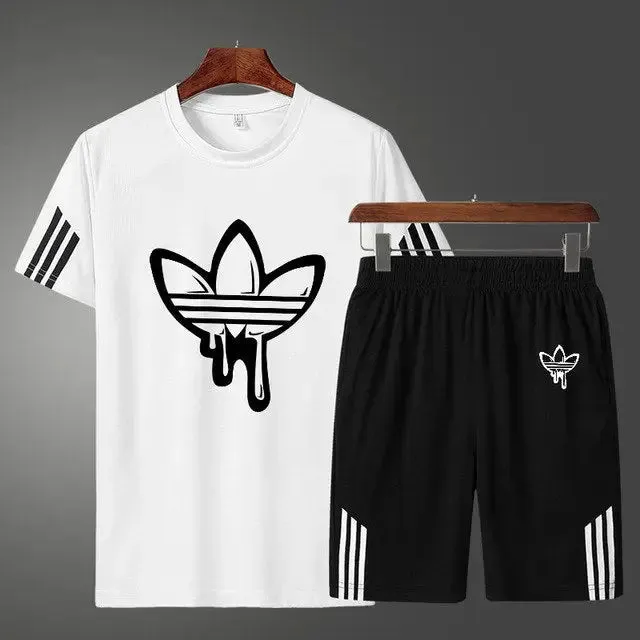 Men’s casual shorts suit sportswear sets with brand sweatshirt & pant