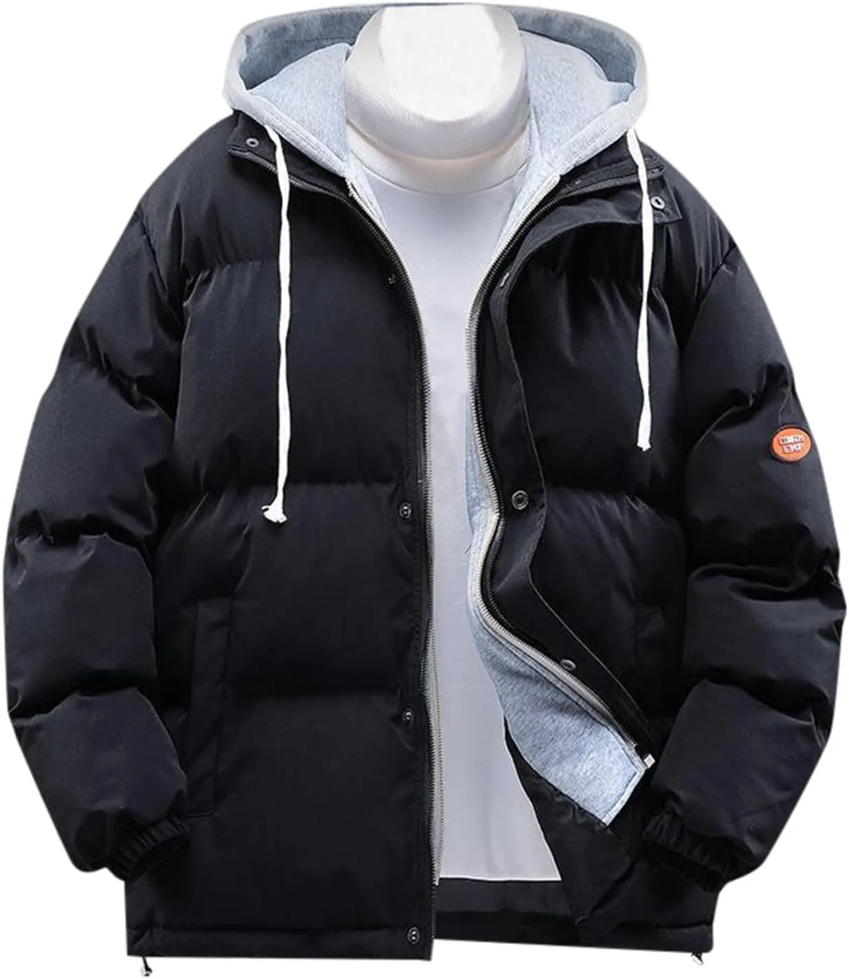 Men's Hooded 2023 Winter Coat Warm Puffer Jacket Thicken Cotton Coat with Removable Hood for Men Plus Size Windproof Outwear
