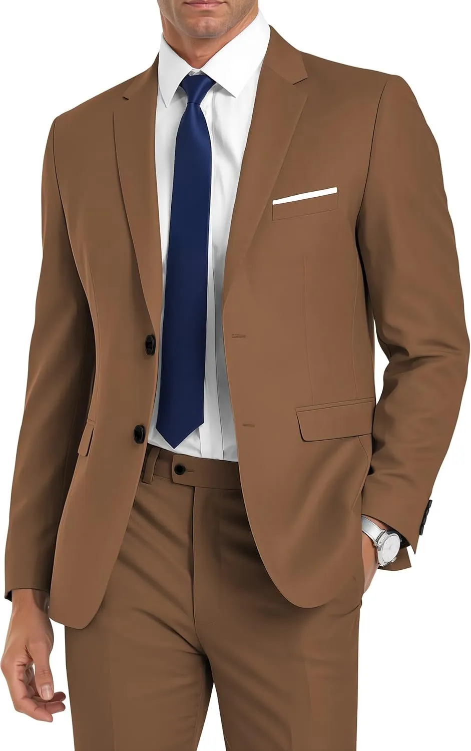 Men's Suit 2 Piece Slim Fit Suits for Men 2 Button Notched Lapel Solid Suit Jacket Pants Set for Wedding Prom