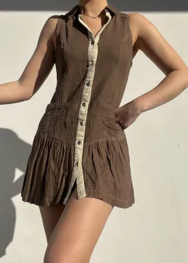 Mocha Button-Down Mini Dress (S)