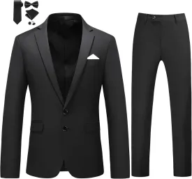 MOGU Mens Slim Fit Suit 2 Piece Tuxedo for Prom Business Wedding Dance (Suit Jacket   Pants)