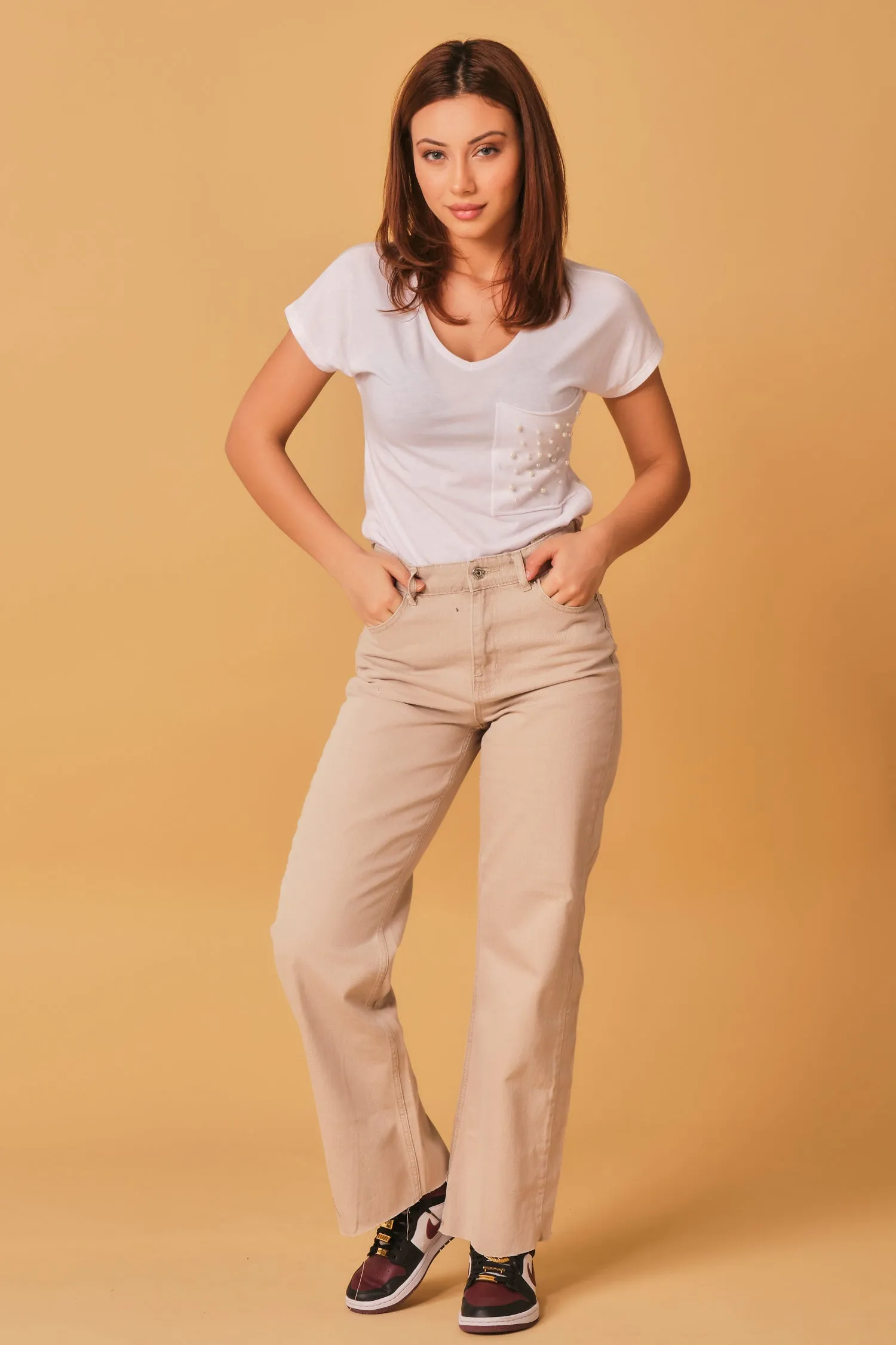 Nude Wide Leg Jeans