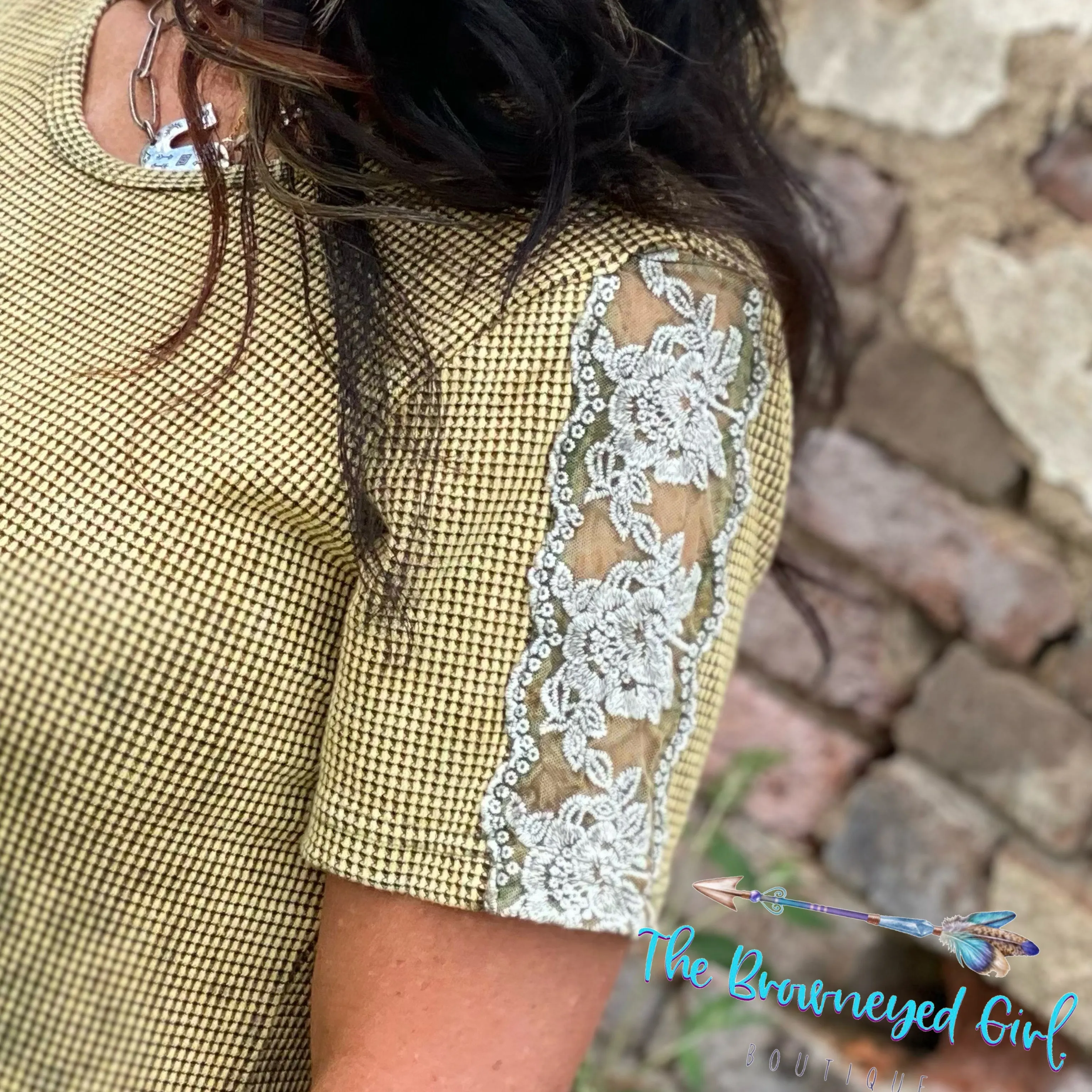 Olivia Distressed Mineral Washed Lace Top