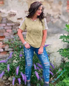 Olivia Distressed Mineral Washed Lace Top