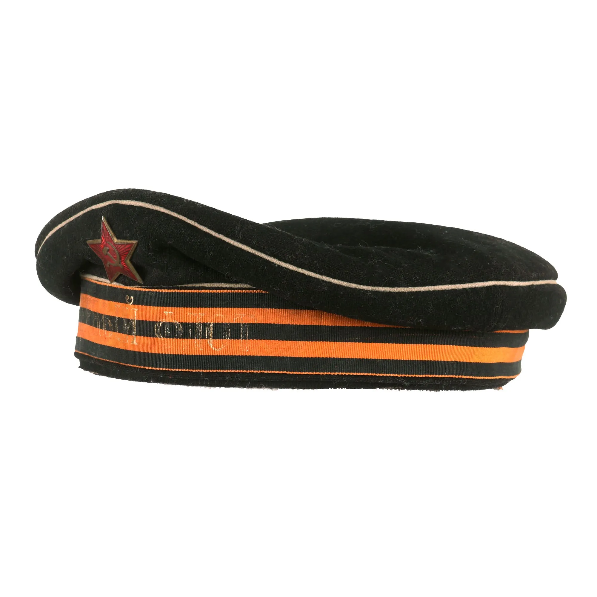 Original Soviet WWII Navy Sailor Cap With СЕВЕРНЫЙ ФЛОТ (Northern Fleet) Guards Tally - Dated 1941
