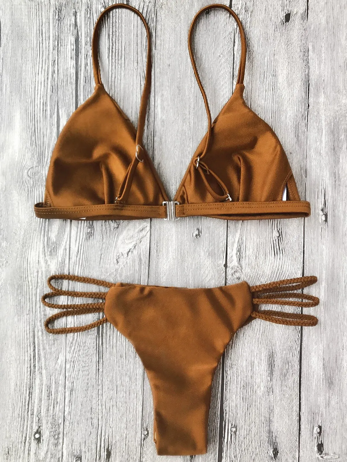 Padded Bikini Top and Braided String Bottoms