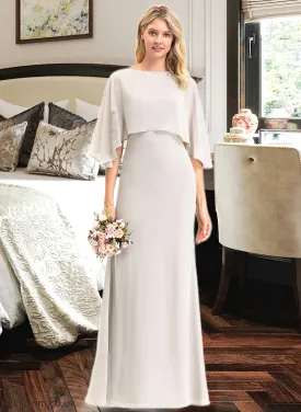 Paulina Sheath/Column Square Neckline Floor-Length Chiffon Bridesmaid Dress SWKP0012979