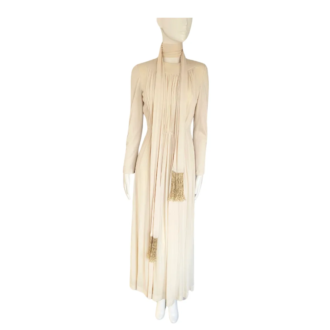 Pleated Maxi Dress Vintage Beige SIZE 10