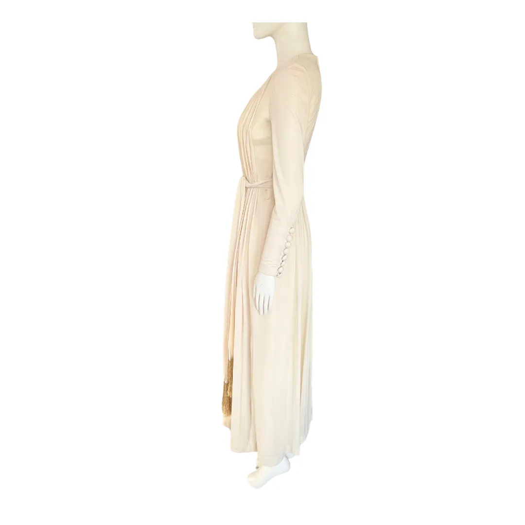 Pleated Maxi Dress Vintage Beige SIZE 10