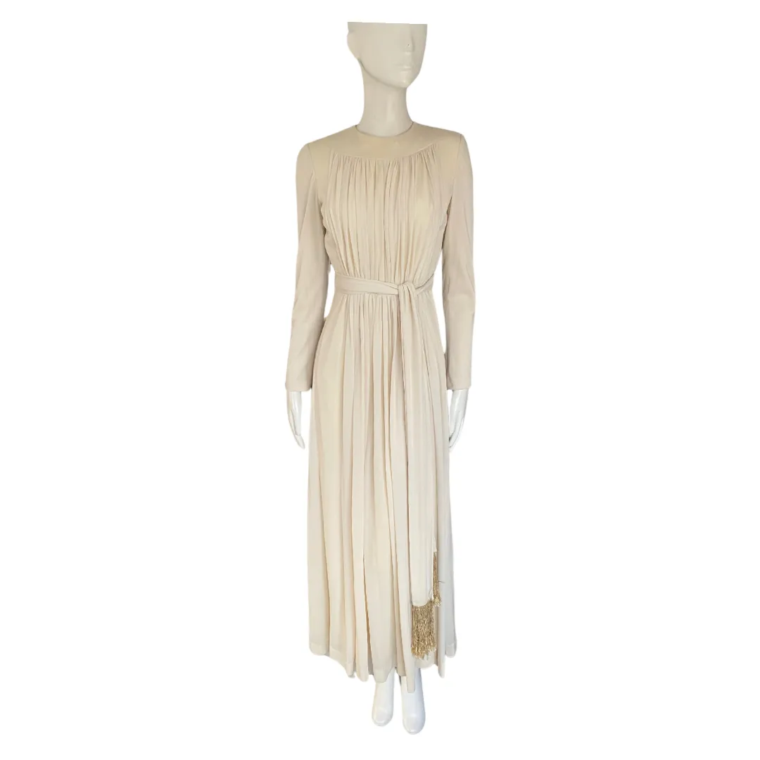Pleated Maxi Dress Vintage Beige SIZE 10