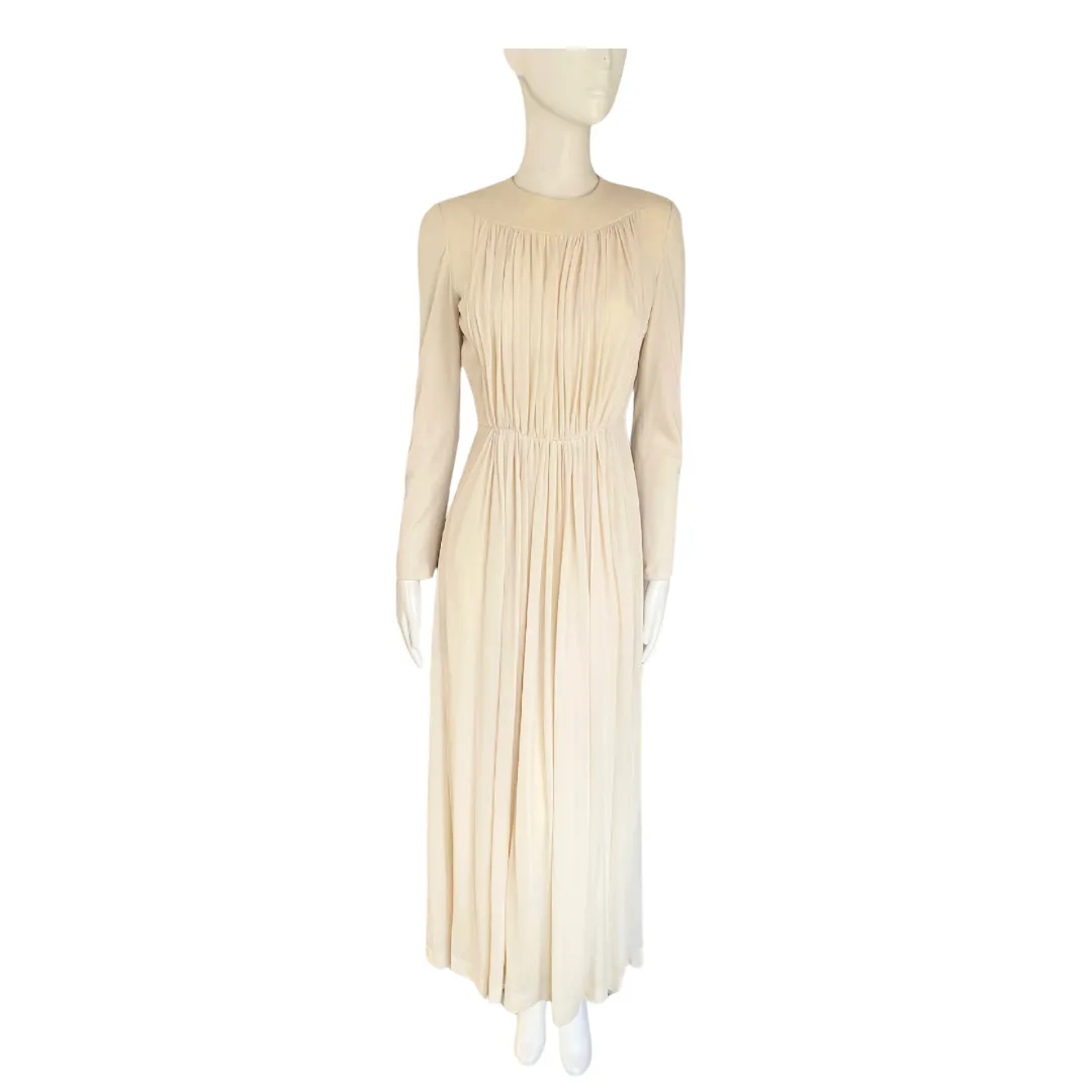 Pleated Maxi Dress Vintage Beige SIZE 10