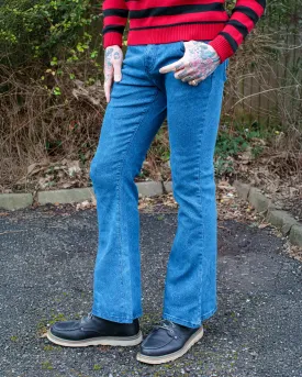 Retro Stretch Stone Wash Denim Hendrix Paisley Bell Bottom Flares