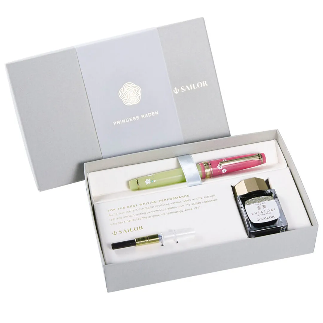 Sailor Professional Gear Slim Fountain Pen Princess Raden Koto 14K Nib Gift Set