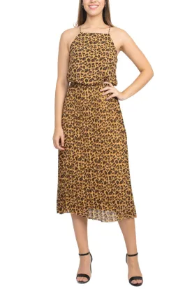 Sam Edelman Spaghetti Strap Sleeveless Blouson A-Line Pleated Chiffon Dress