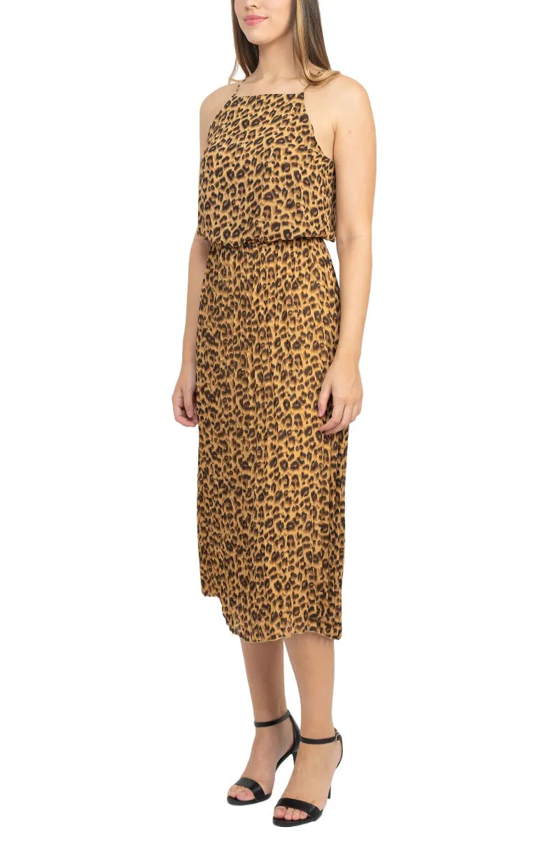 Sam Edelman Spaghetti Strap Sleeveless Blouson A-Line Pleated Chiffon Dress