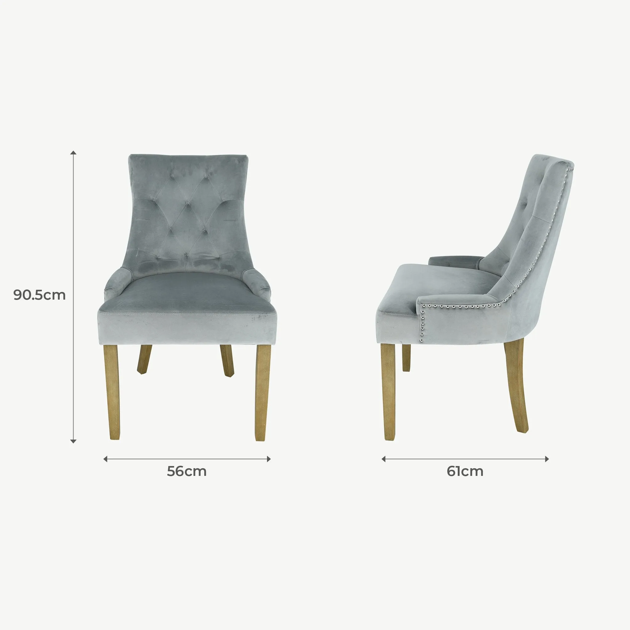 Sandy Dining Chairs Grey Velvet