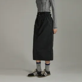 Simple Drawstring Long Skirt