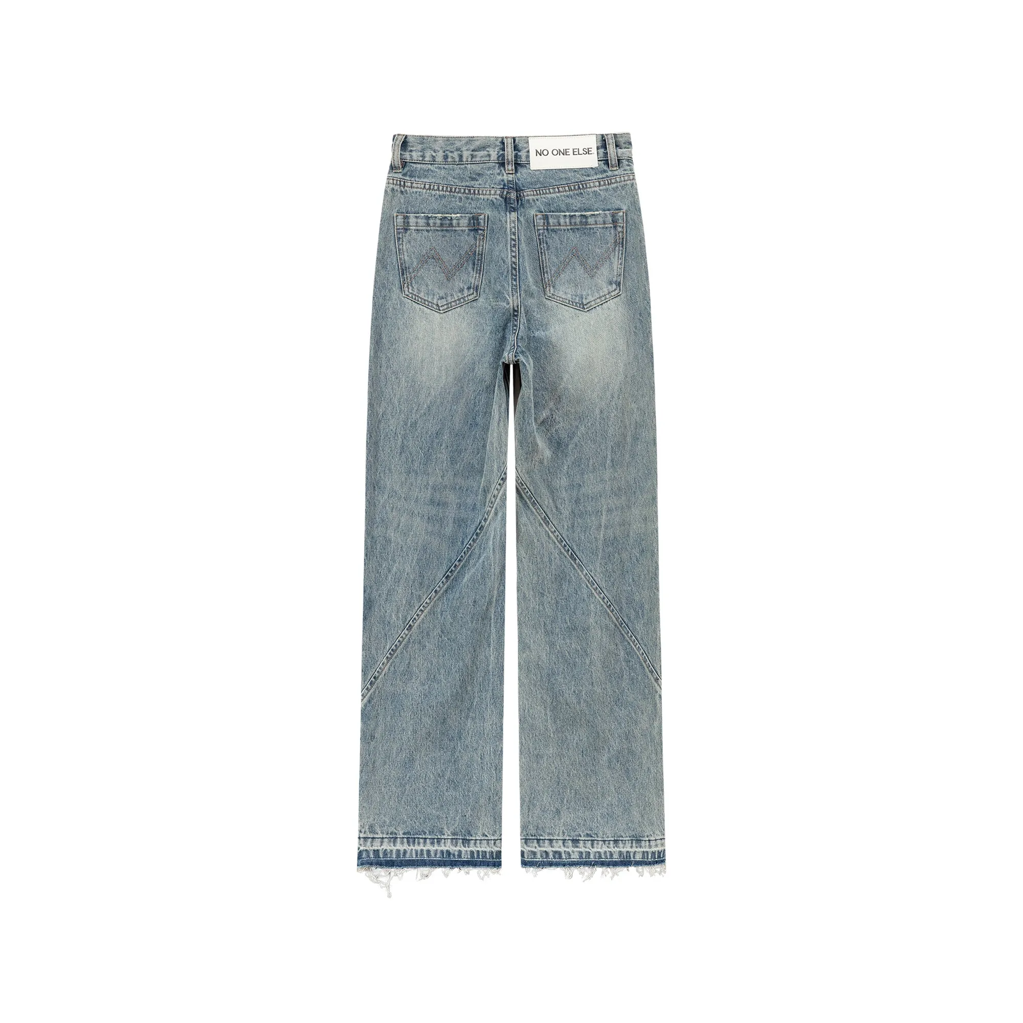 Simple Lined Leg Wide Denim Jeans