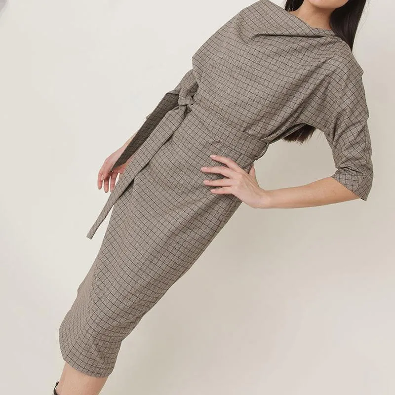 Temperament Lace Check Lace Temperament Casual Dress