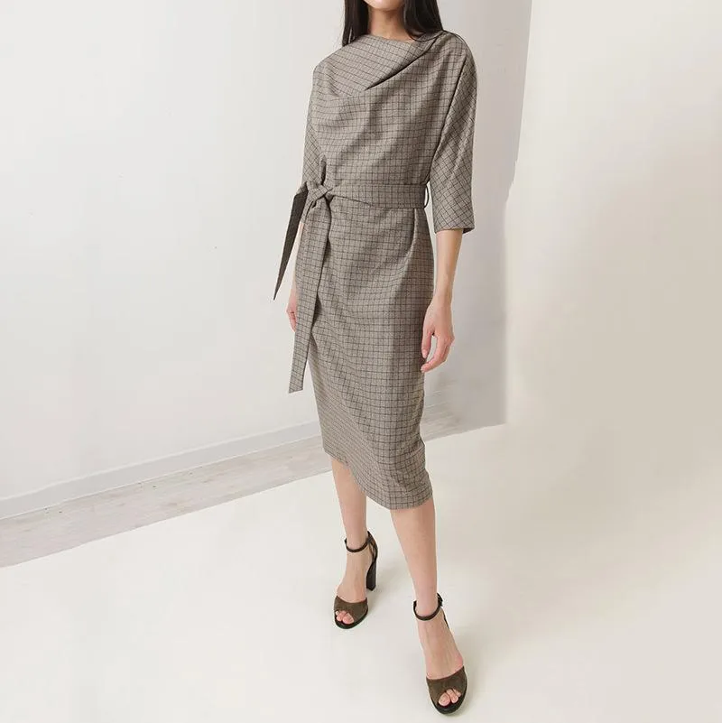 Temperament Lace Check Lace Temperament Casual Dress