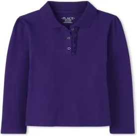 The Children's Place Girls' Long Sleeve Ruffle Pique Polo
