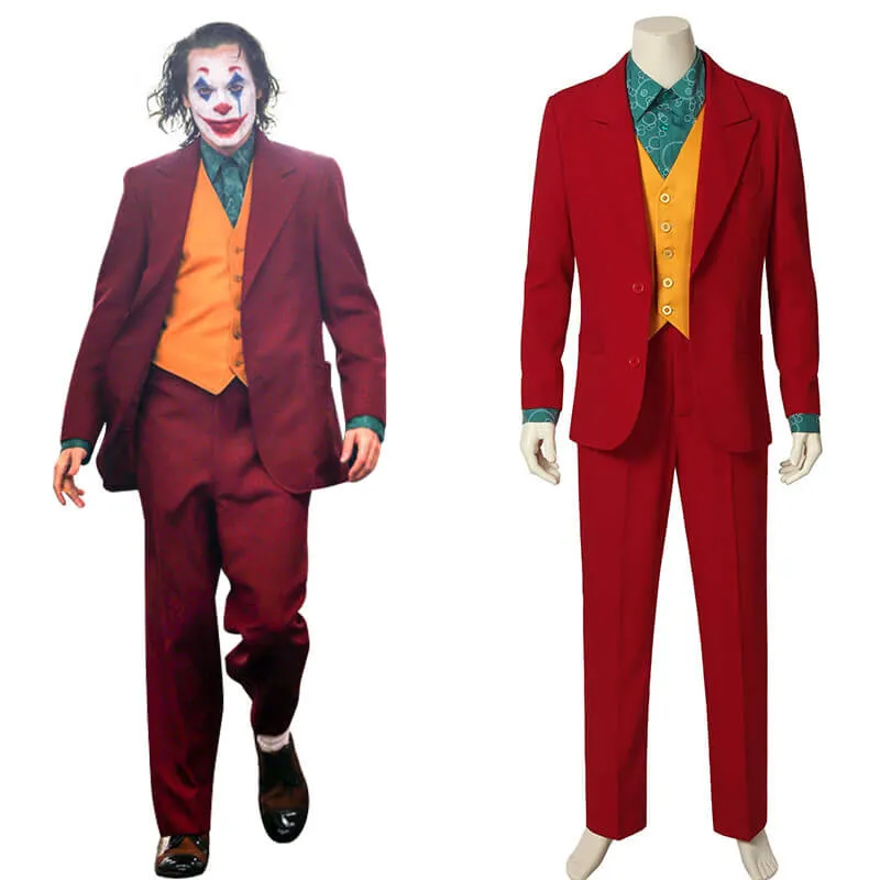 The Joker Clown Red Suit Outfit Uniform Cosplay Costume Men Halloween 2019
