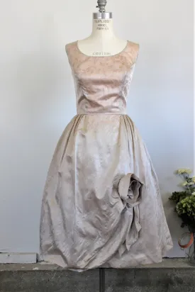Vintage 1960s Jeannette Alexander Party Dress in Taupe