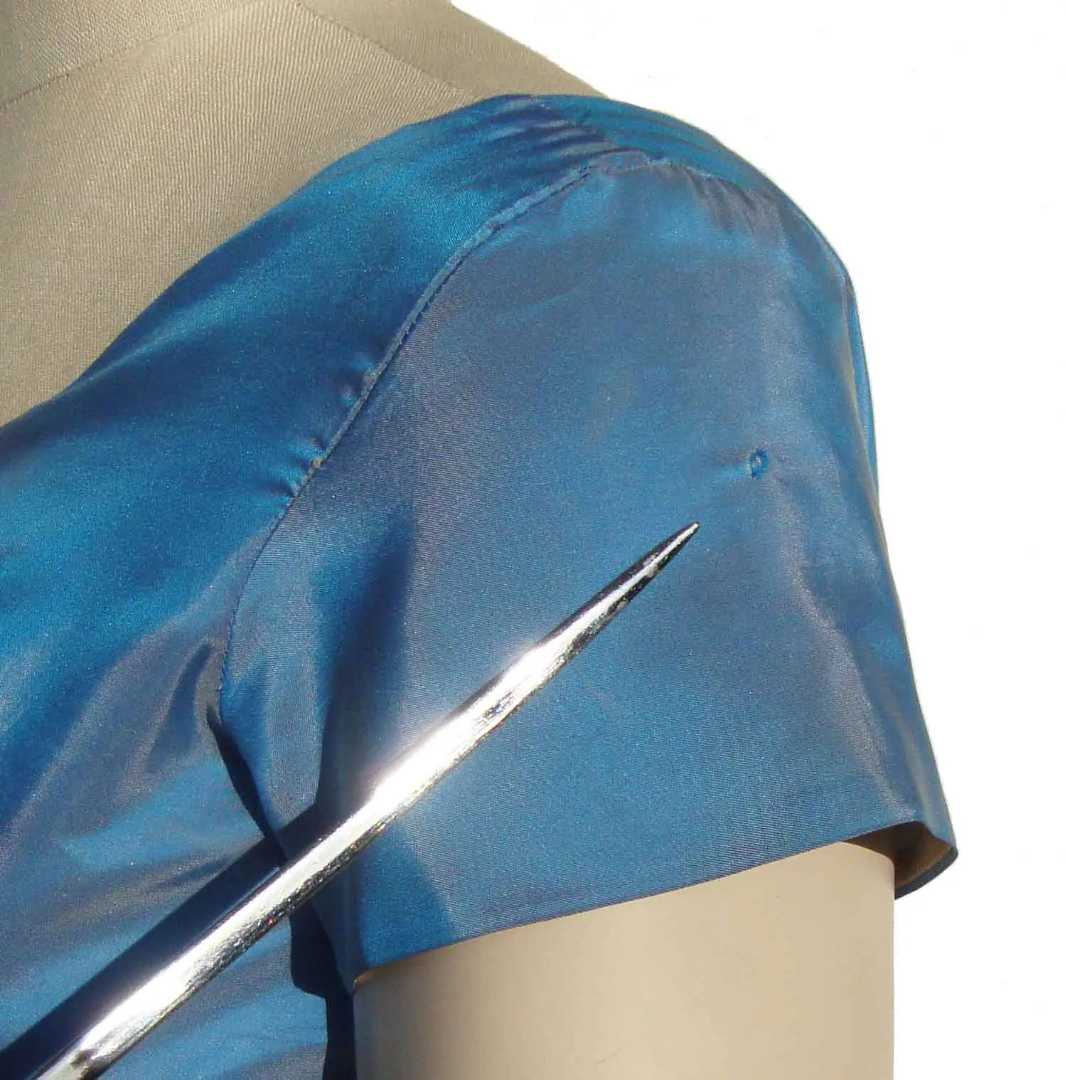 Vintage 50s Party Dress Blue Taffeta Cocktail Dress S