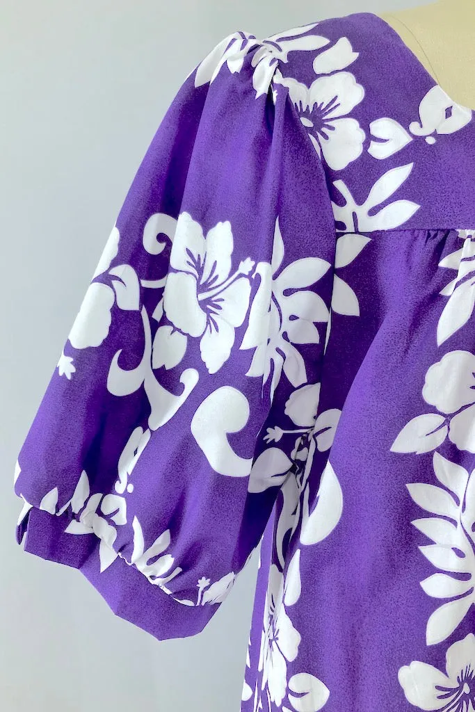 Vintage Purple Hawaiian Maxi Dress