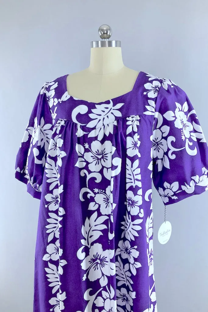 Vintage Purple Hawaiian Maxi Dress