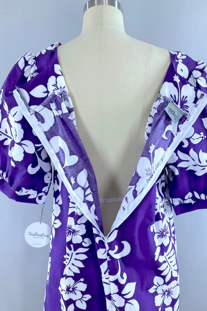 Vintage Purple Hawaiian Maxi Dress