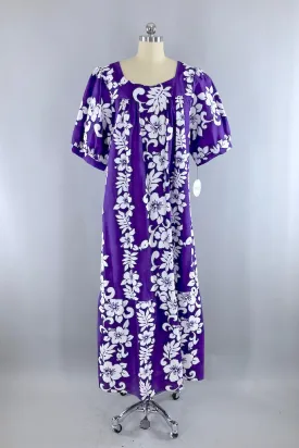 Vintage Purple Hawaiian Maxi Dress