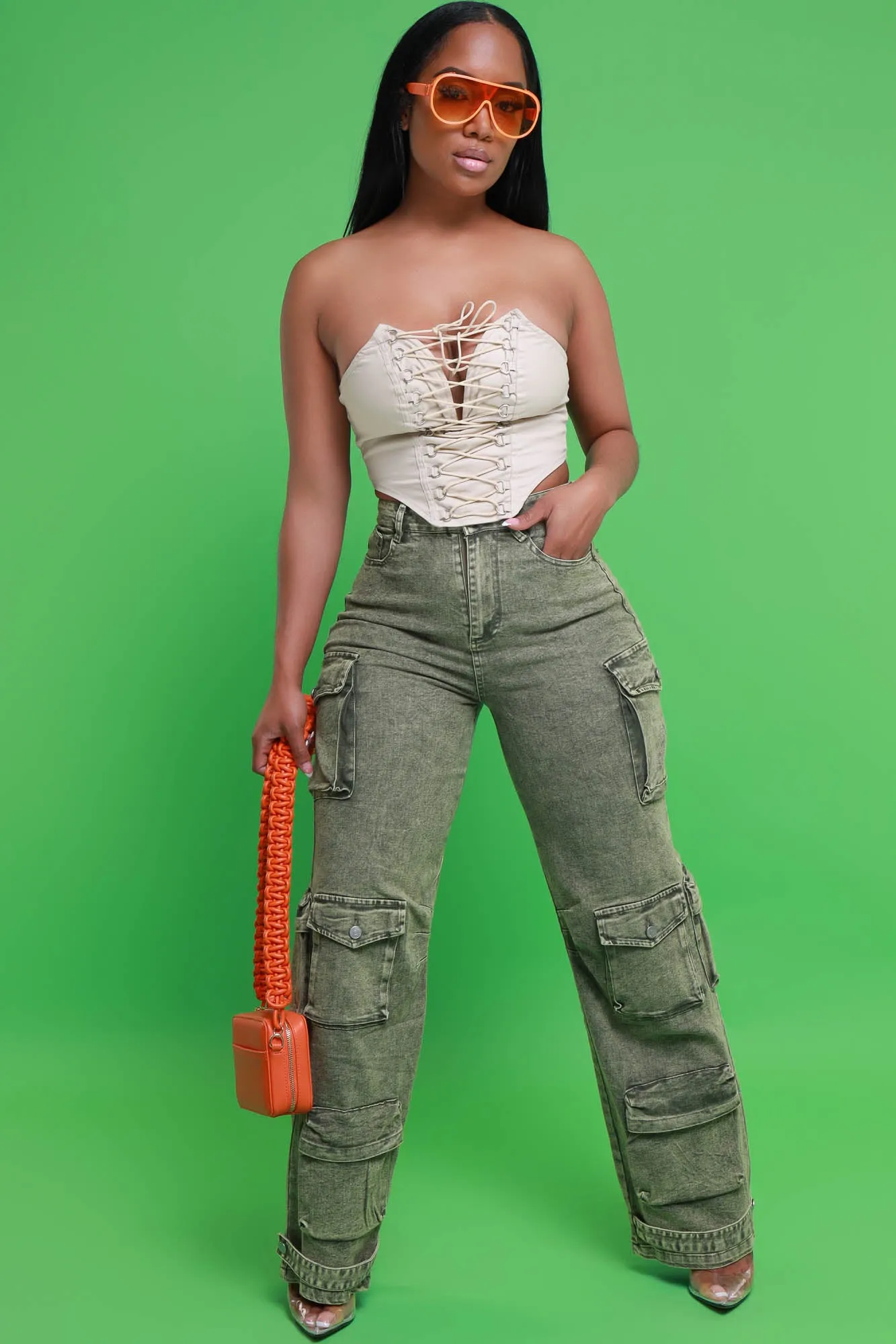 Want It Now Lace Up Corset Top - Beige