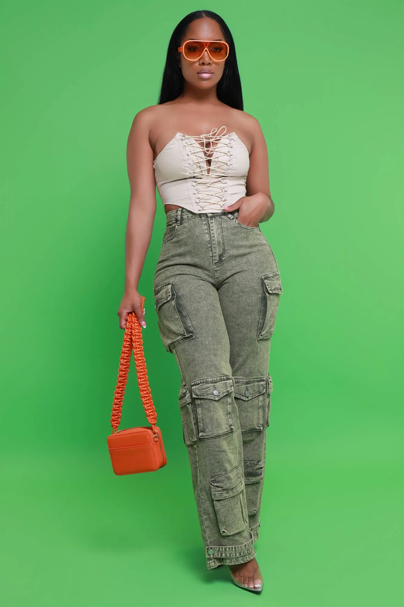 Want It Now Lace Up Corset Top - Beige