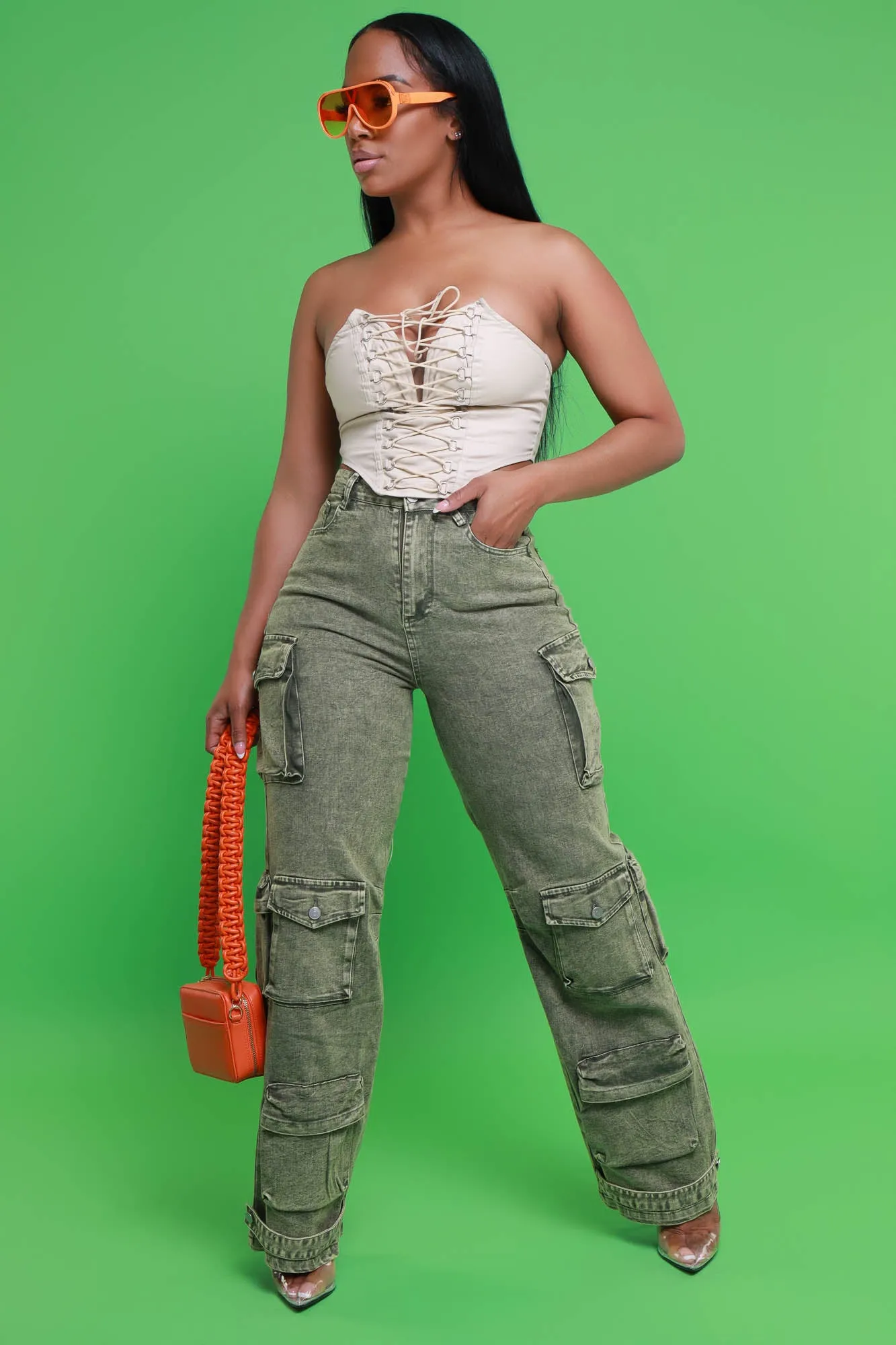 Want It Now Lace Up Corset Top - Beige