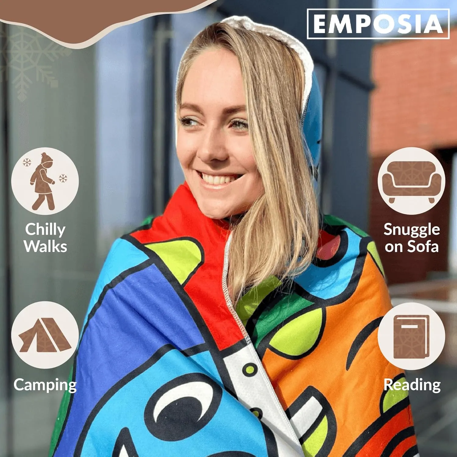 Wearable Hooded Blanket - Featuring Comfy Sherpa Hood & Smooth Fleece Hoodie Combined