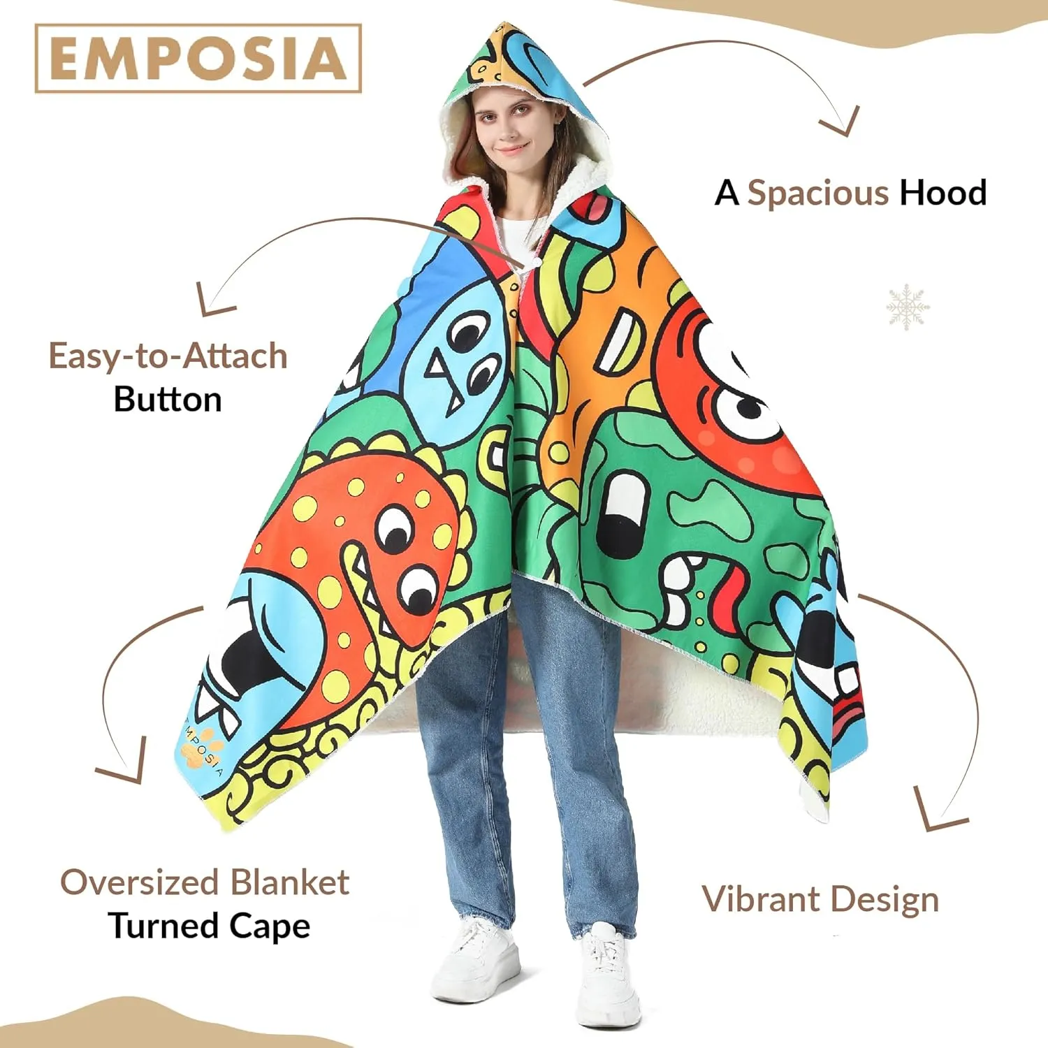 Wearable Hooded Blanket - Featuring Comfy Sherpa Hood & Smooth Fleece Hoodie Combined