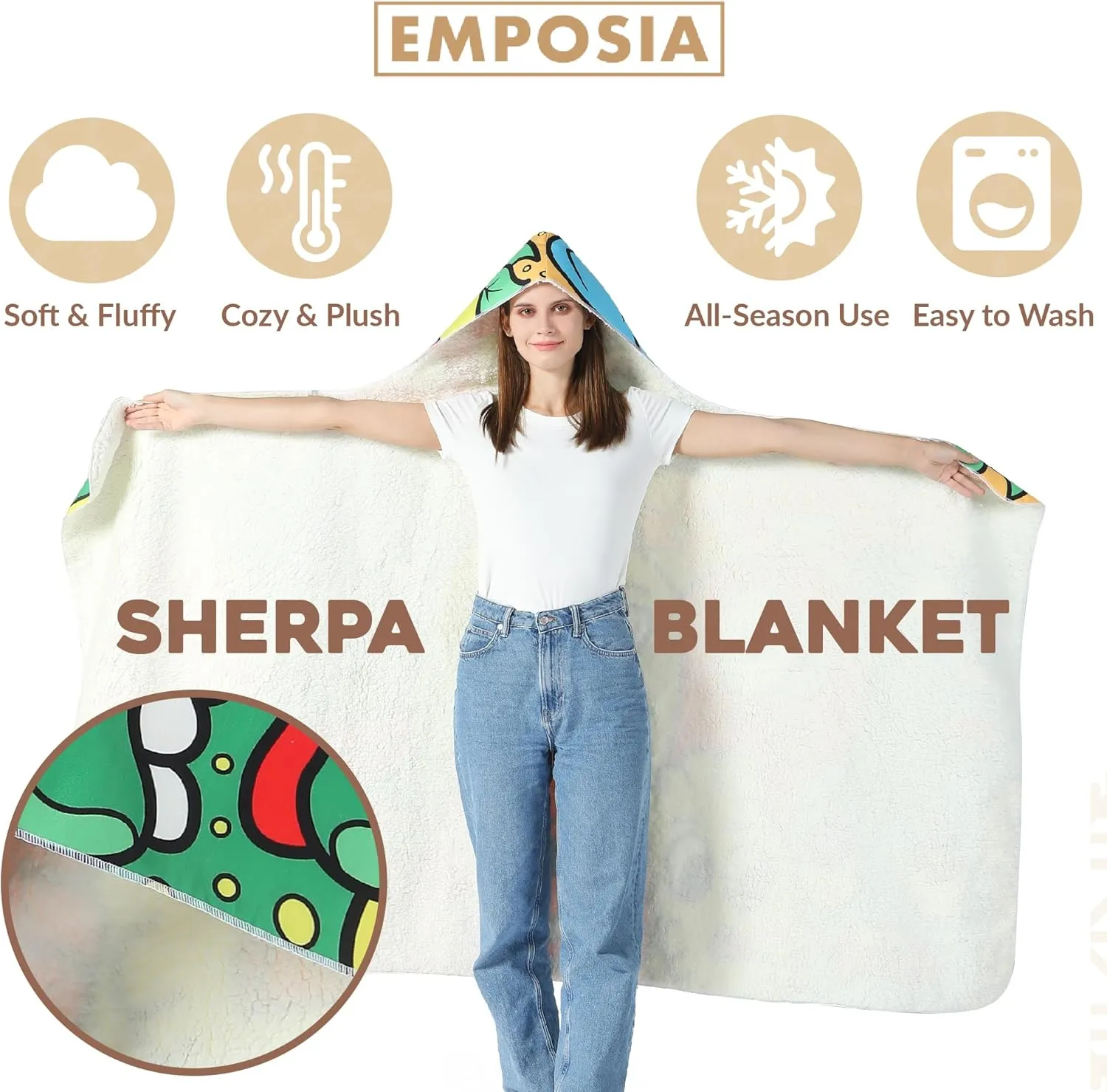 Wearable Hooded Blanket - Featuring Comfy Sherpa Hood & Smooth Fleece Hoodie Combined