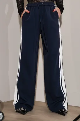 Wide leg striped jogger donker blauw - Yara