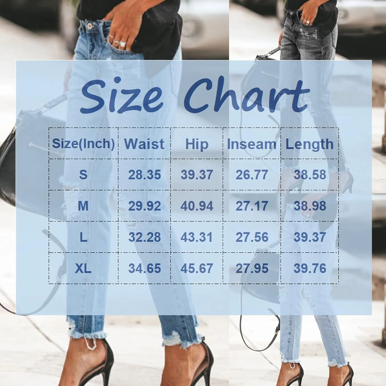 Women Capri Jeans Mid Waisted Ripped Boyfriend Jeans Straight Leg Cropped Jean Raw Hem Distressed Denim Pants